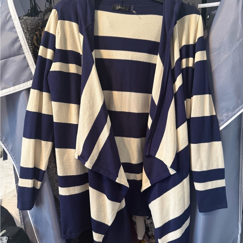 Blue and Cream Striped Sweater